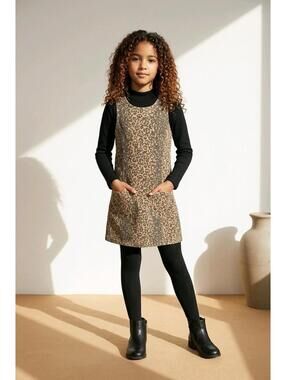 Tinseltown Girls Leopard Print Denim Dress sz Medium New with tags